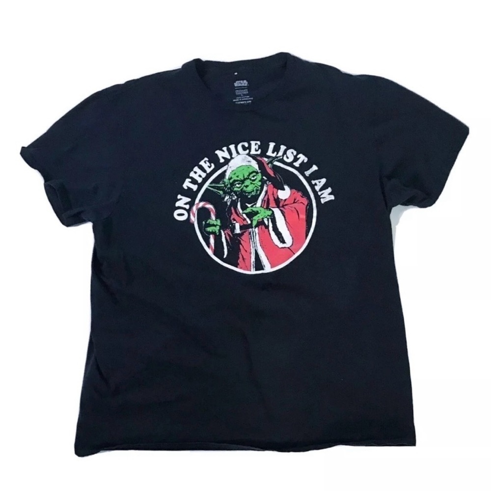 Star Wars Yoda Christmas Graphic Tee T Shirt Size Large Fandom Funny Quirky